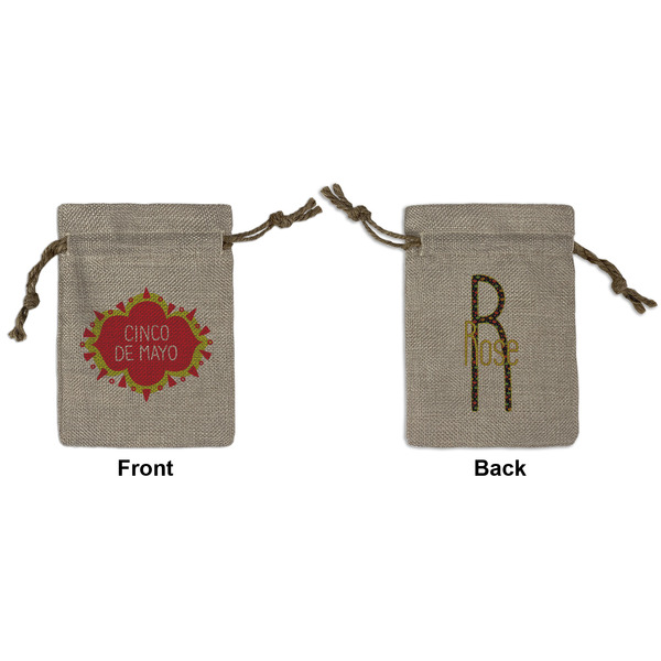 Custom Cinco De Mayo Small Burlap Gift Bag - Front & Back