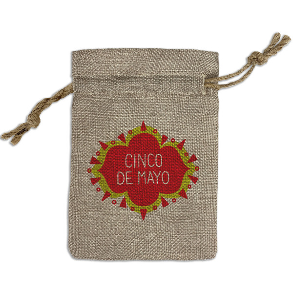 Custom Cinco De Mayo Small Burlap Gift Bag - Front