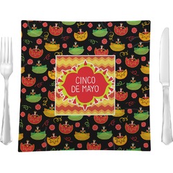 Cinco De Mayo 9.5" Glass Square Lunch / Dinner Plate- Single or Set of 4 (Personalized)