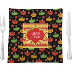 Cinco De Mayo 9.5" Glass Square Lunch / Dinner Plate- Single or Set of 4