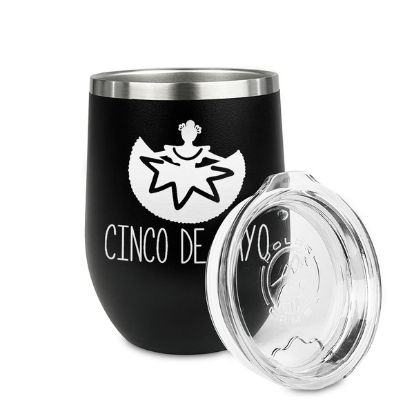 Cinco De Mayo Stainless Wine Tumblers - Black - Double Sided - Alt View