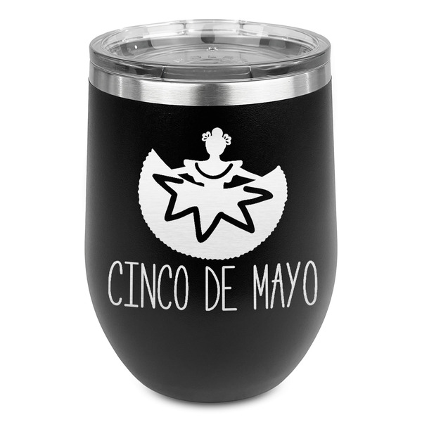 Custom Cinco De Mayo Stemless Wine Tumbler - 5 Color Choices - Stainless Steel  (Personalized)