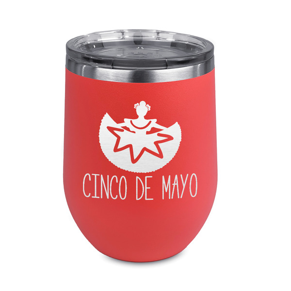 Custom Cinco De Mayo Stemless Stainless Steel Wine Tumbler - Coral - Double Sided
