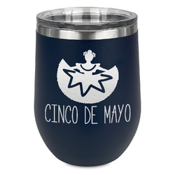 Cinco De Mayo Stemless Stainless Steel Wine Tumbler - Navy - Double Sided