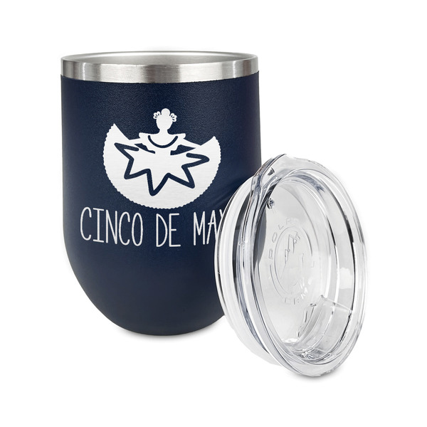 Cinco De Mayo Stainless Wine Tumblers - Navy - Single Sided - Alt View
