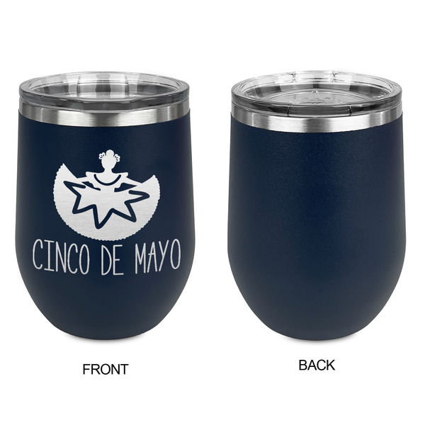 Cinco De Mayo Stainless Wine Tumblers - Navy - Single Sided - Approval