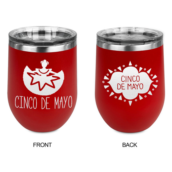 Cinco De Mayo Stainless Wine Tumblers - Red - Double Sided - Approval