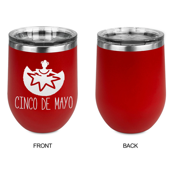 Cinco De Mayo Stainless Wine Tumblers - Red - Single Sided - Approval