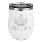 Cinco De Mayo Stemless Stainless Steel Wine Tumbler - White - Double Sided