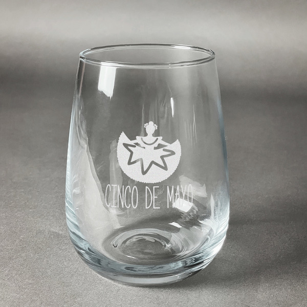 Custom Cinco De Mayo Stemless Wine Glass - Engraved