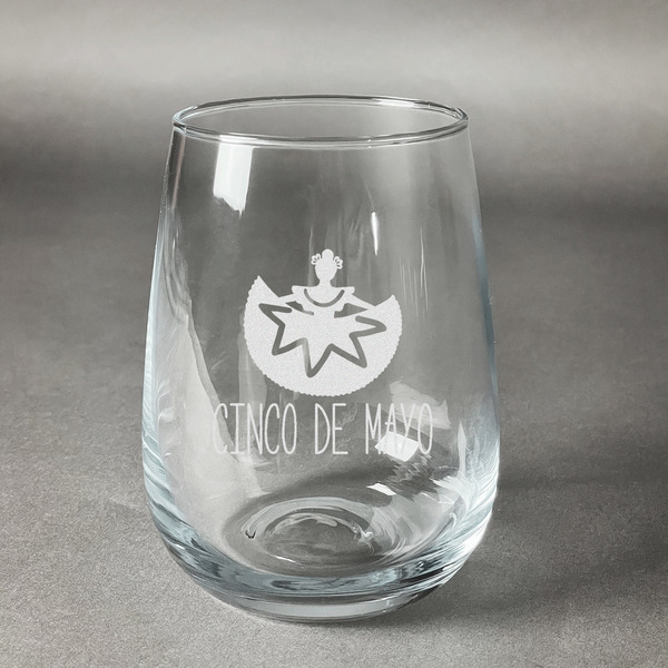 Custom Cinco De Mayo Stemless Wine Glass (Single)