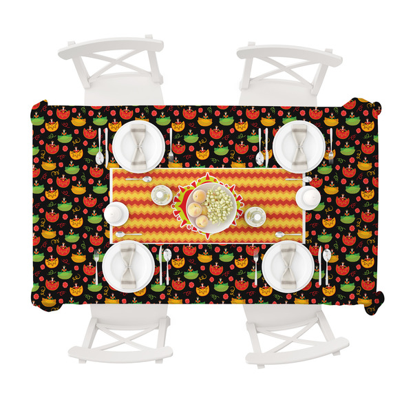 Cinco De Mayo Tablecloths (58"x102") - TOP VIEW (with plates)
