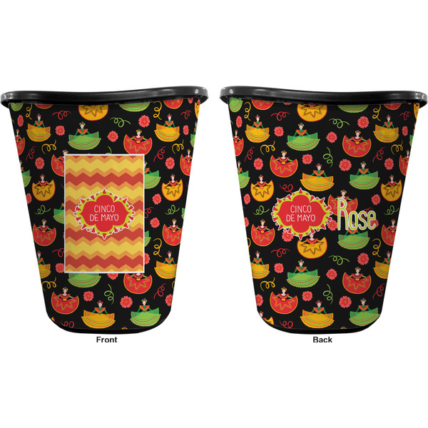 Cinco De Mayo Trash Can Black - Front and Back - Apvl