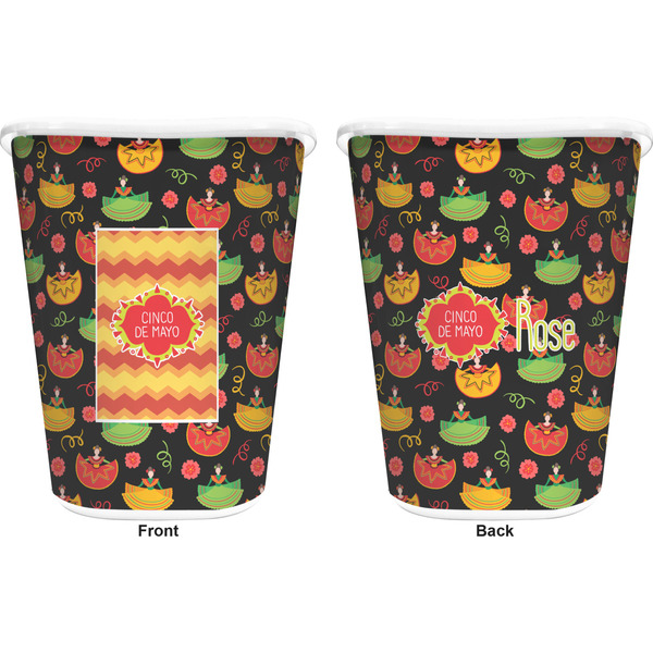 Cinco De Mayo Trash Can White - Front and Back - Apvl