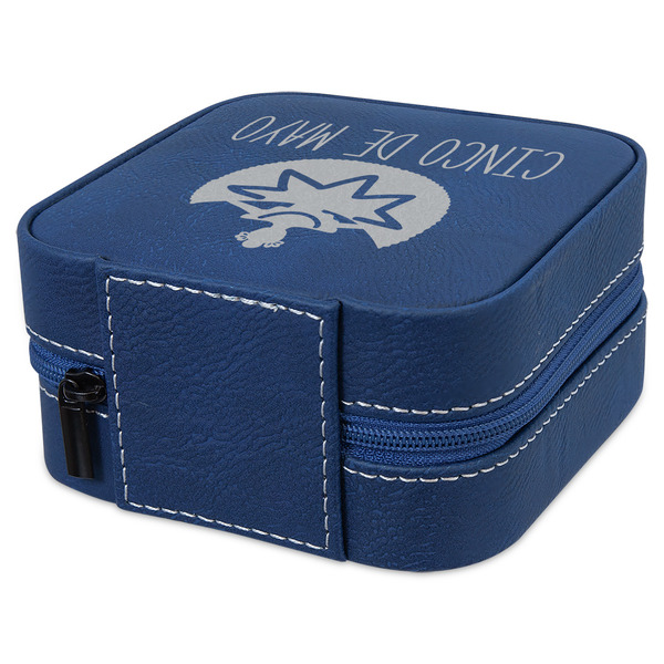Cinco De Mayo Travel Jewelry Boxes - Leather - Navy Blue - View from Rear