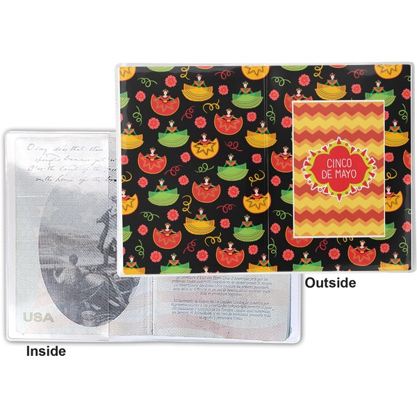 Cinco De Mayo Vinyl Passport Holder - Flat Front and Back