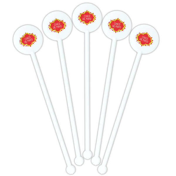 Cinco De Mayo White Plastic 5.5" Stir Stick - Fan View