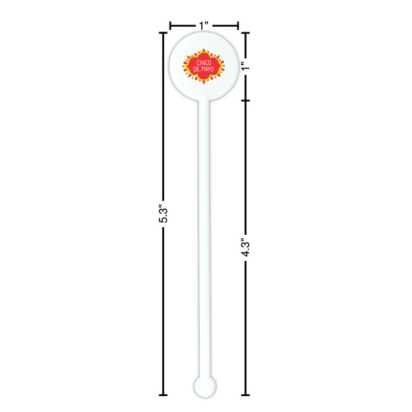 Cinco De Mayo White Plastic 5.5" Stir Stick - Round - Dimensions