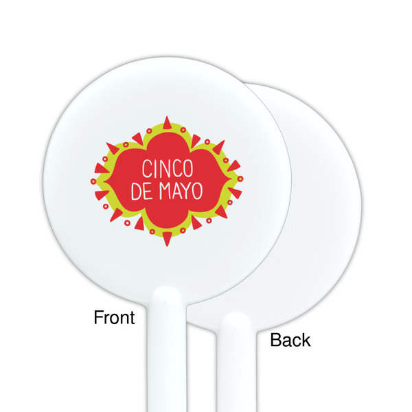 Cinco De Mayo White Plastic 5.5" Stir Stick - Single Sided - Round - Front & Back