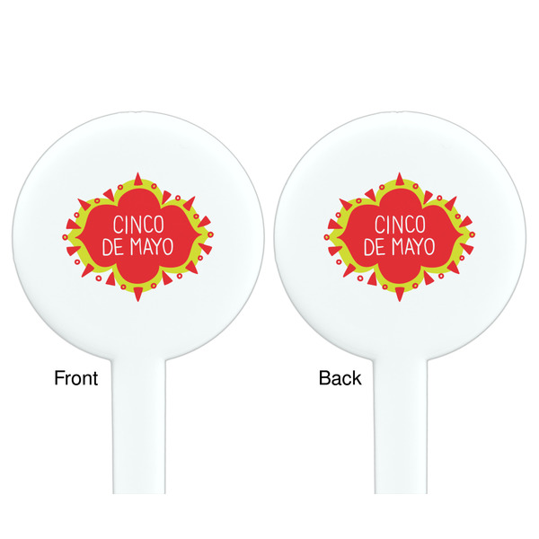 Cinco De Mayo White Plastic 7" Stir Stick - Double Sided - Round - Front & Back
