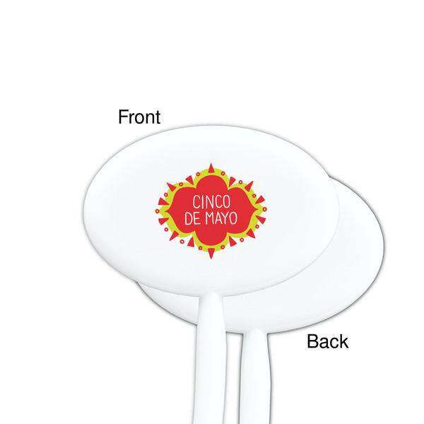 Cinco De Mayo White Plastic 7" Stir Stick - Single Sided - Oval - Front & Back