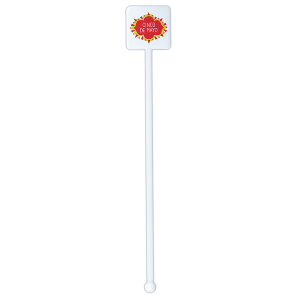 Cinco De Mayo White Plastic Stir Stick - Single Sided - Square - Single Stick