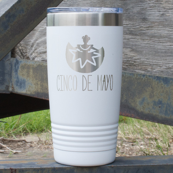 Custom Cinco De Mayo 20 oz Stainless Steel Tumbler - White - Double Sided