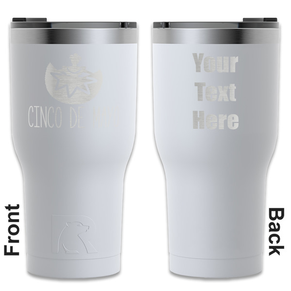 Custom Cinco De Mayo RTIC Tumbler - White - Engraved Front & Back (Personalized)