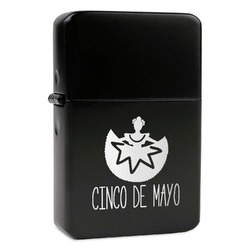 Cinco De Mayo Windproof Lighter - Black - Double Sided & Lid Engraved