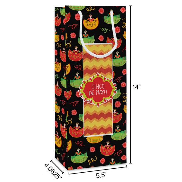 Cinco De Mayo Wine Gift Bag - Dimensions