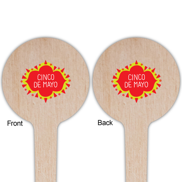 Cinco De Mayo Wooden 4" Food Pick - Round - Double Sided - Front & Back