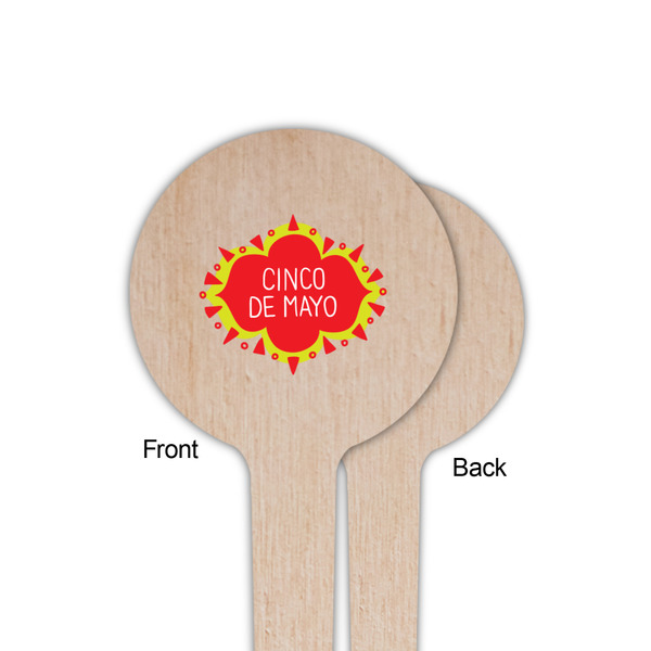 Cinco De Mayo Wooden 4" Food Pick - Round - Single Sided - Front & Back