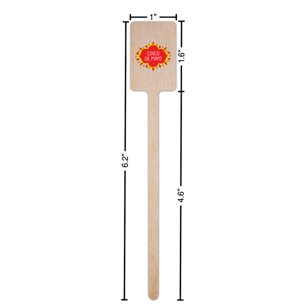 Cinco De Mayo Wooden 6.25" Stir Stick - Rectangular - Dimensions