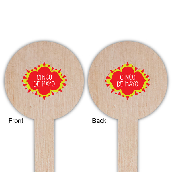 Cinco De Mayo Wooden 6" Food Pick - Round - Double Sided - Front & Back