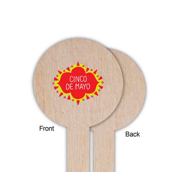 Cinco De Mayo Wooden 6" Food Pick - Round - Single Sided - Front & Back
