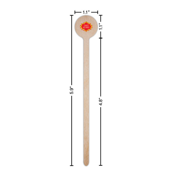 Cinco De Mayo Wooden 6" Stir Stick - Round - Dimensions