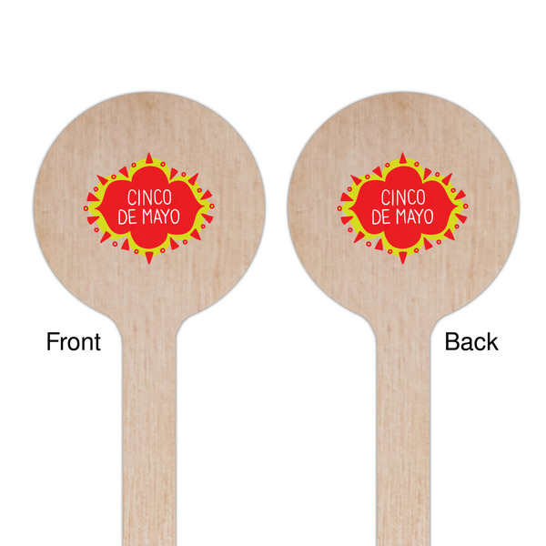 Cinco De Mayo Wooden 6" Stir Stick - Round - Double Sided - Front & Back