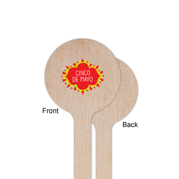 Cinco De Mayo Wooden 6" Stir Stick - Round - Single Sided - Front & Back