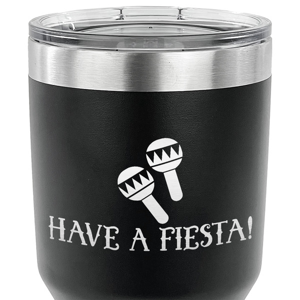 Fiesta - Cinco de Mayo 30 oz Stainless Steel Ringneck Tumbler - Black - CLOSE UP