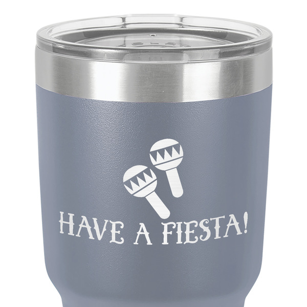 Fiesta - Cinco de Mayo 30 oz Stainless Steel Ringneck Tumbler - Grey - Close Up