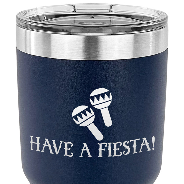 Fiesta - Cinco de Mayo 30 oz Stainless Steel Ringneck Tumbler - Navy - CLOSE UP