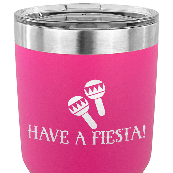 Fiesta - Cinco de Mayo 30 oz Stainless Steel Ringneck Tumbler - Pink - CLOSE UP