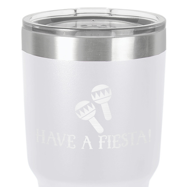 Fiesta - Cinco de Mayo 30 oz Stainless Steel Ringneck Tumbler - White - Close Up
