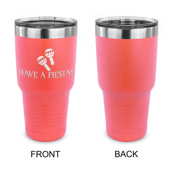 Fiesta - Cinco de Mayo 30 oz Stainless Steel Ringneck Tumblers - Coral - Single Sided - APPROVAL