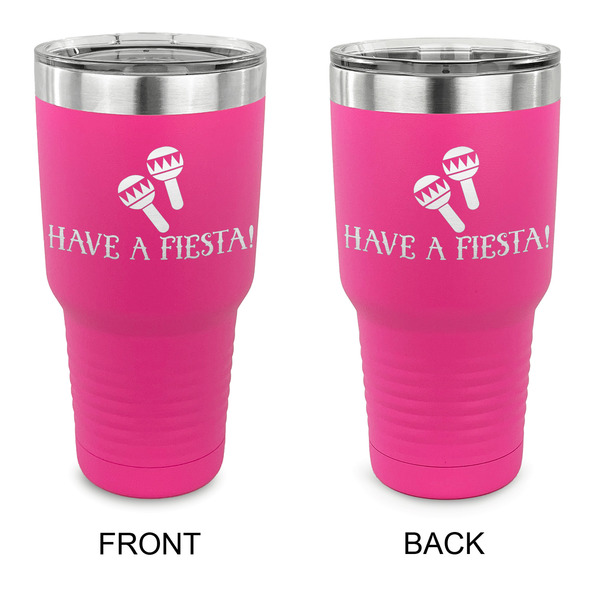 Custom Fiesta - Cinco de Mayo 30 oz Stainless Steel Tumbler - Pink - Double Sided (Personalized)