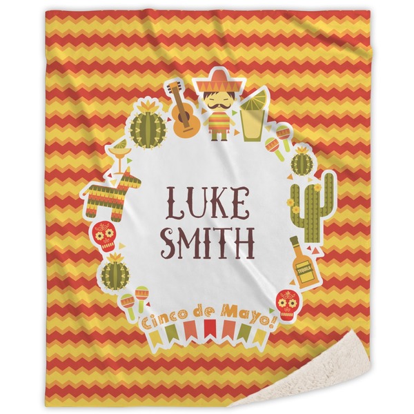 Custom Fiesta - Cinco de Mayo Sherpa Throw Blanket - 50"x60" (Personalized)