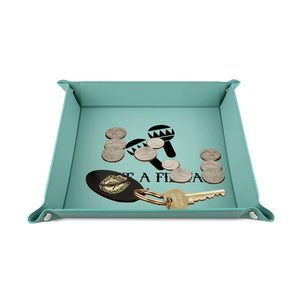 Fiesta - Cinco de Mayo 6" x 6" Teal Leatherette Snap Up Tray - STYLED