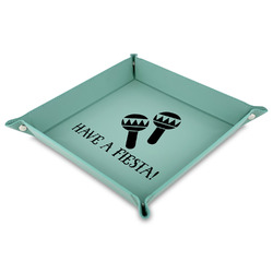 Fiesta - Cinco de Mayo 9" x 9" Teal Faux Leather Valet Tray (Personalized)