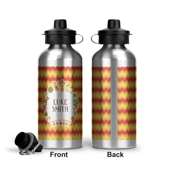Fiesta - Cinco de Mayo Aluminum Water Bottle - Front and Back
