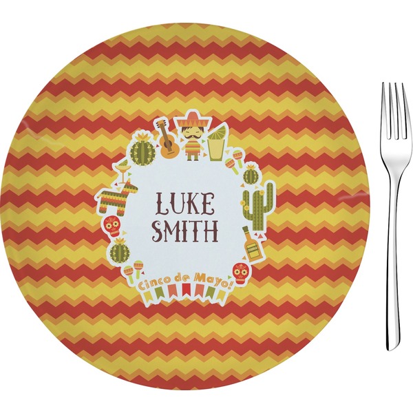 Custom Fiesta - Cinco de Mayo 8" Glass Appetizer / Dessert Plates - Single or Set (Personalized)